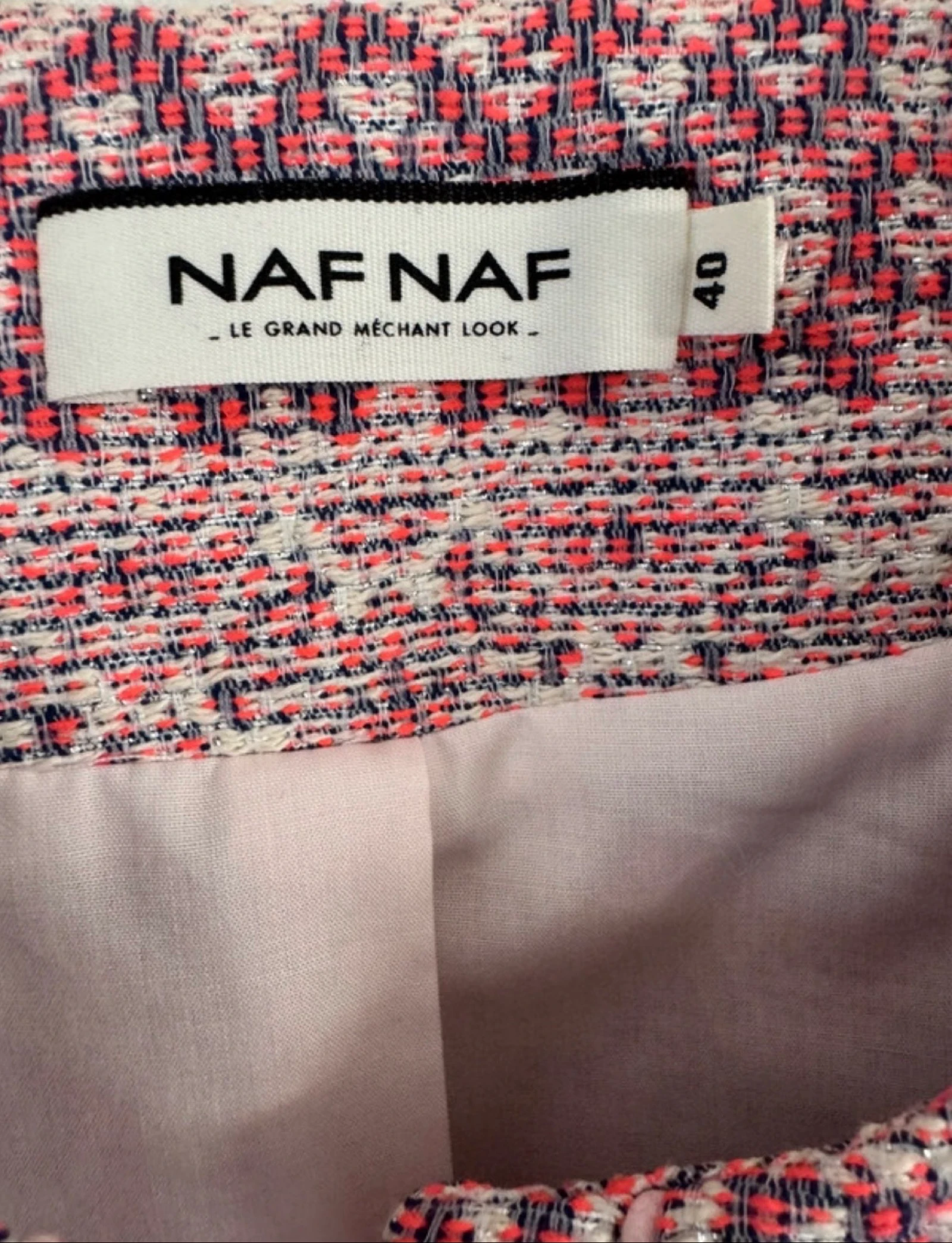 Naf Naf tweed bouclé jacket pink size 40 L – photo 4